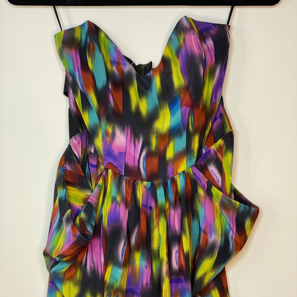 strapless, corset, elastic back with zipper dress